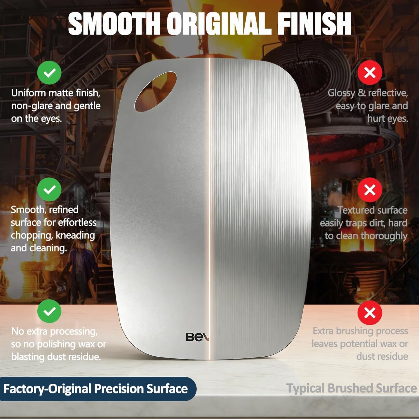 **304 Stainless Steel Cutting Board - Non-Toxic Double-Sided Design | 11.45" x 8.15" Dishwasher Safe for Meat, Vegetables, and Fruit**