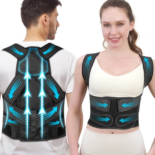 J.COXLOD Posture Corrector for Women and Men with Bionic System, Upgraded Back Brace, Adjustable Full Back Support, Shoulder Straightener, Neck, Upper and Lower Back Pain Relief M-Black-6