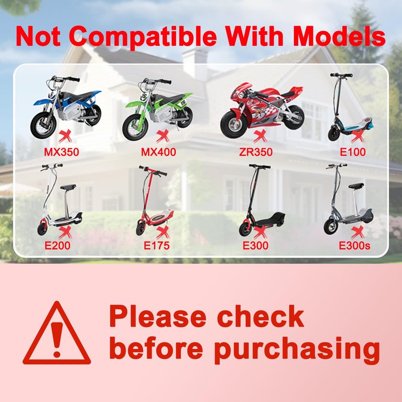 12V Battery Charge for Kid Ride On Toys Compatible with Razor Power Core E90 E95, Black Label E90, MX125 Dirt Rocket, E90 Sprint