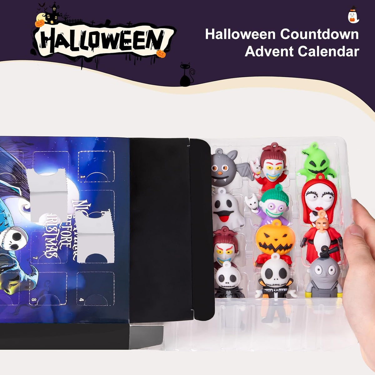 Nightmare Advent Calendar - 24 Collectible Surprises for Kids & Adults | Halloween Countdown Fun