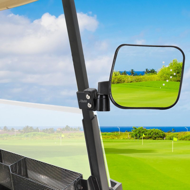 Roykaw Golf Cart No Drilling Folding Side Rear view Mirror Compatible with LED Turn Signal Light,Universal for EZGO Club Car Yamaha Golf Cart, 3 Pieces No Drill Bracket