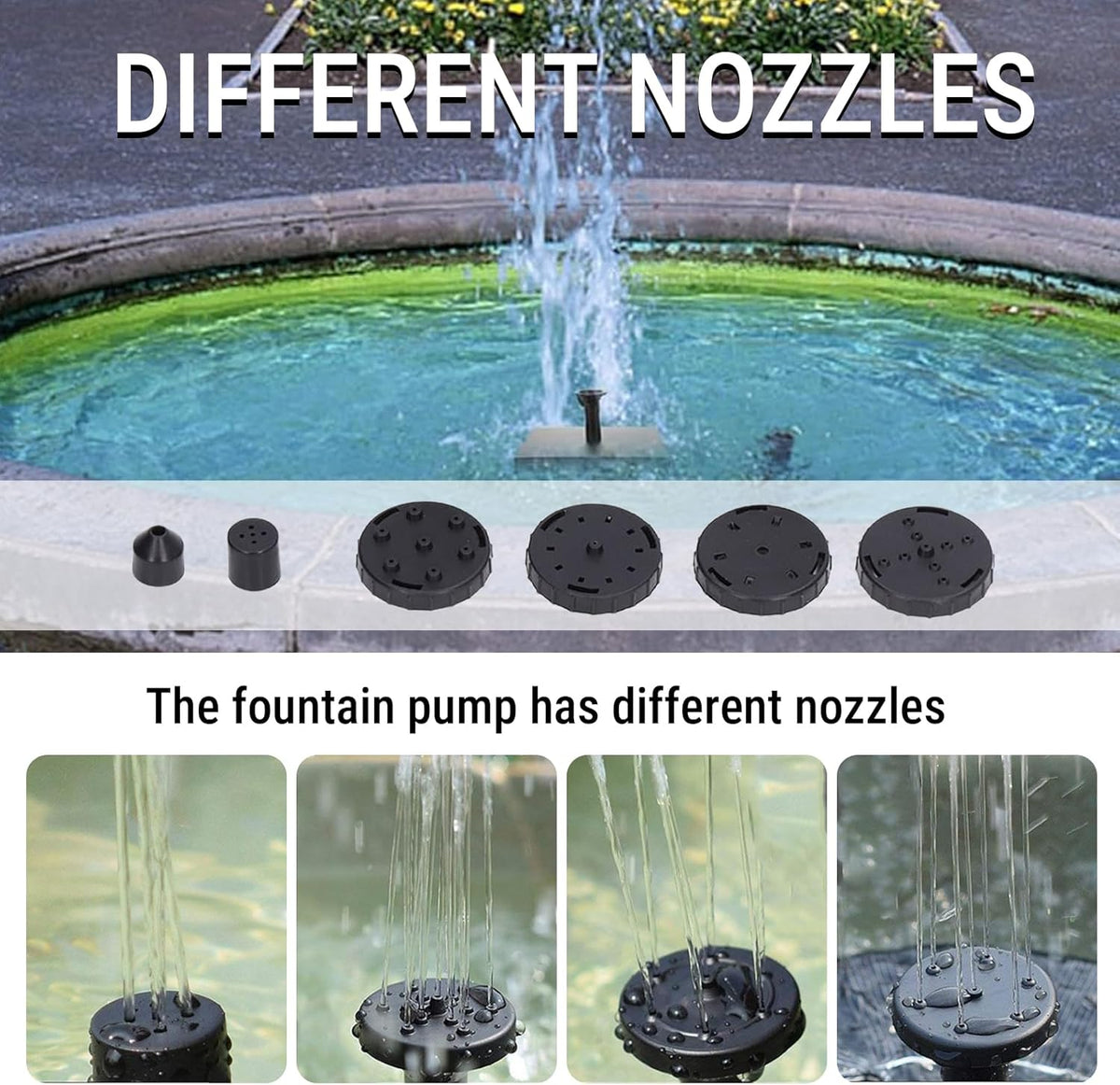 Skiennix Solar Bird Bath Fountain - 6 Nozzle Monocrystalline Pump for Outdoor Garden & Pond