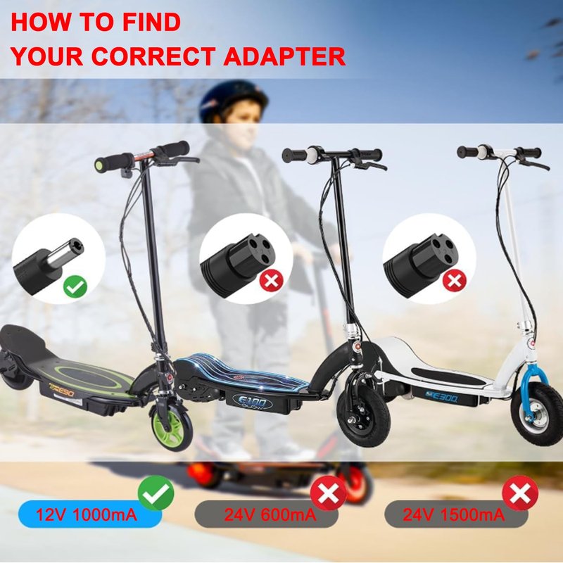 12V Battery Charge for Kid Ride On Toys Compatible with Razor Power Core E90 E95, Black Label E90, MX125 Dirt Rocket, E90 Sprint