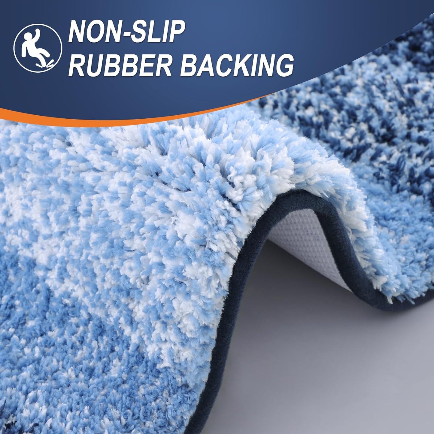 OLANLY Bathroom Runner Rug - Extra Soft Microfiber Mat with Rubber Backing | Quick Dry, Washable, 44x20 Navy