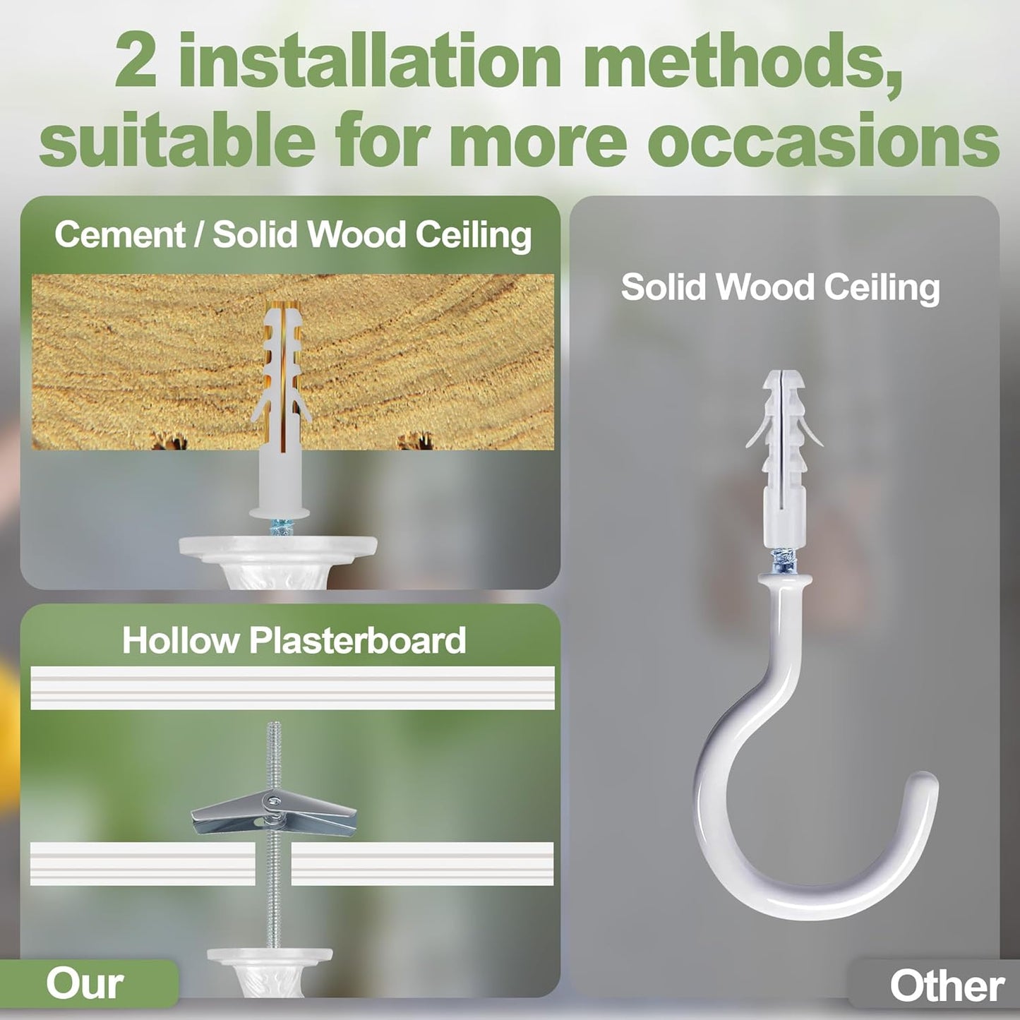 Aidoclip Ceiling Hooks - 6 Pcs Heavy-Duty Metal Plant Hangers for Indoor/Outdoor Use | Small Size