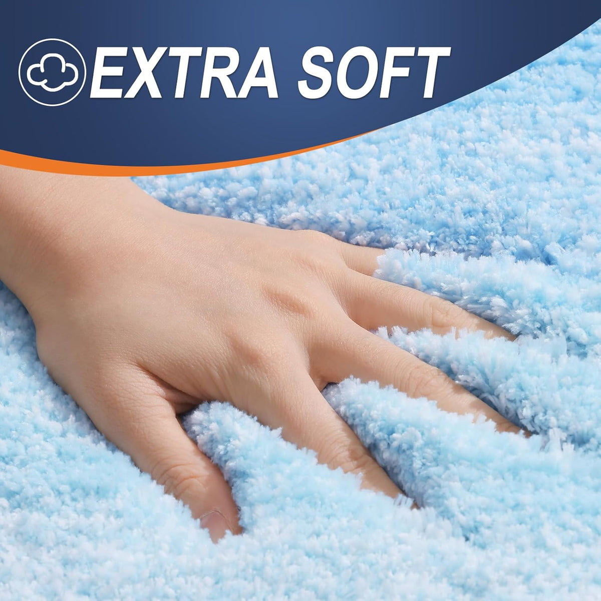 OLANLY Large Bath Rugs - Extra Soft Microfiber Mat 50x30 | Quick Dry, Machine Washable, Sky Blue