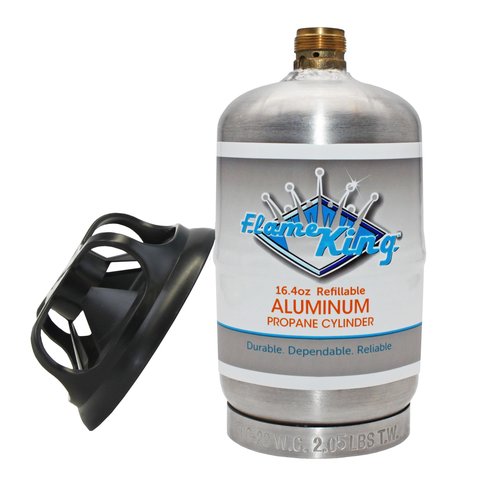 Flame King 1LB Empty Aluminum Propane Cylinder Tank - Corrosion-Resistant and Rust-Free, Great for Camping and Small Appliances