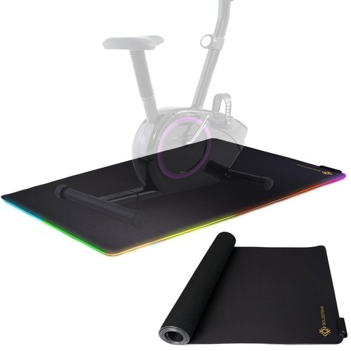 Boldstrive RGB LED Exercise Equipment Mat 30x60in - Stylish Non-Slip Floor Protection for Spin Bikes, Walking Pads or Yoga - For Exercise Bike Mat, Peloton Bike Mat, Peloton accessories
