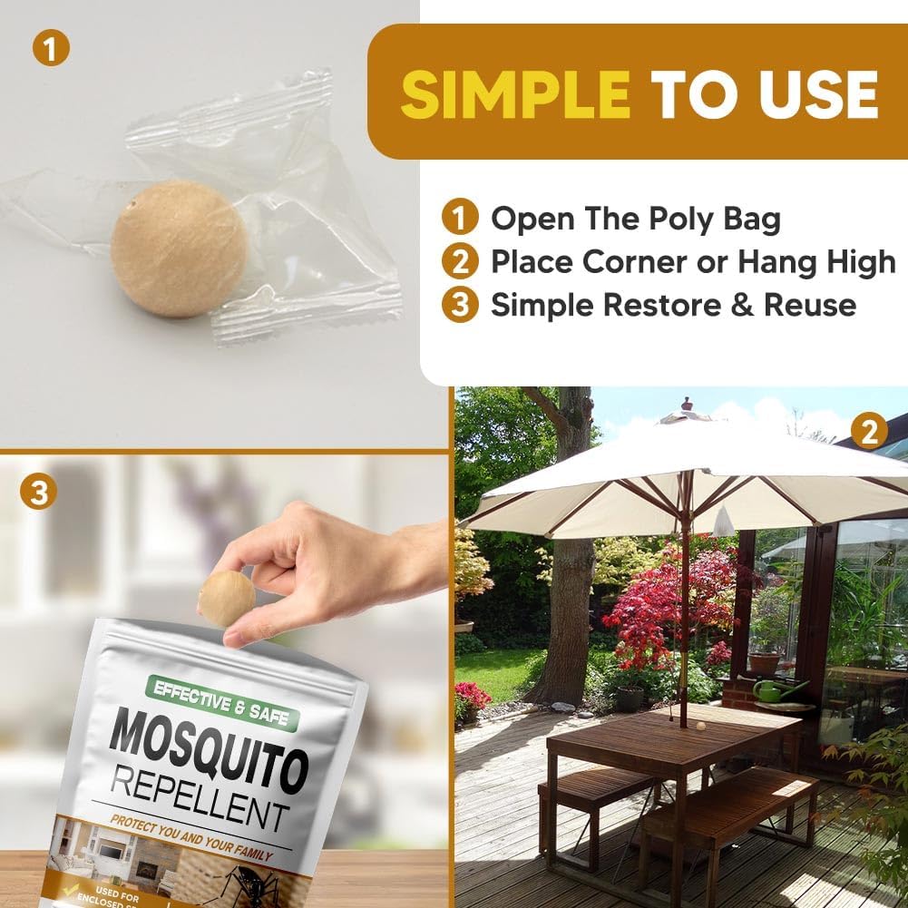 AUDQQM Mosquito Repellent Balls - Effective Indoor & Outdoor Mosquito Control | Lasts 60 Days - 8 Pack