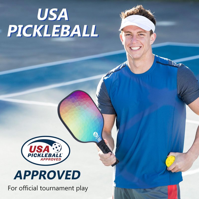 SS OXIKEN Pickleball Paddles Set of 2, USAPA Approved Carbon Fiber Pickle Ball Paddle (CHS) Polypropylene Honeycomb Core, Anti Slip Sweat Absorbing Grip, 2 Outdoor Pickleball, 2 Indoor Pickleball, Bag