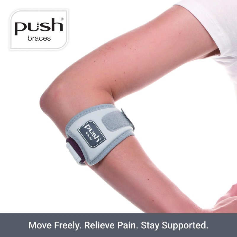 PUSH med Elbow Brace Epi for Elbow Pain. Pain relief for Tennis Elbow, Golfer's Elbow, and Epicondylitis.