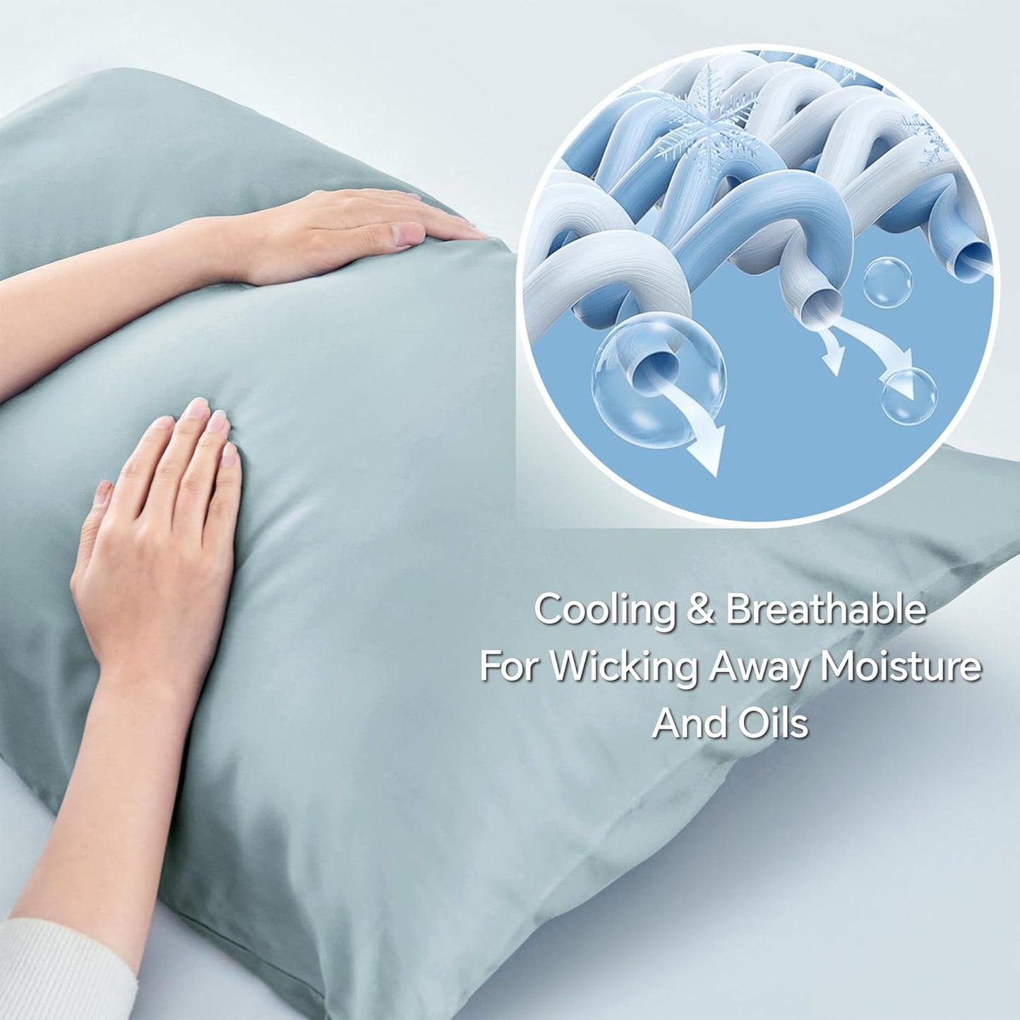 BEDELITE Cooling Pillow Cases - Silky Soft Bamboo Rayon Set of 2 | Standard Size 20"x26" in Haze Blue
