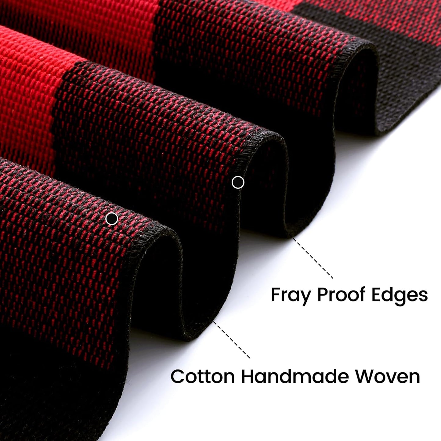 OLANLY Buffalo Plaid Rug - Washable Red and Black Cotton Checkered Doormat | 2'4" x 3'7" for Indoor/Outdoor Use