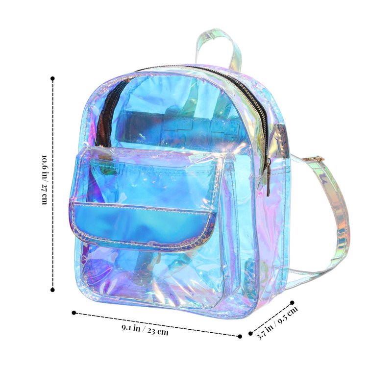 Abaodam Shiny Iridescent Backpack for Women Lightweight Transparent Holographic Travel Bag Small Student Bookbag 9X4X11 Inches