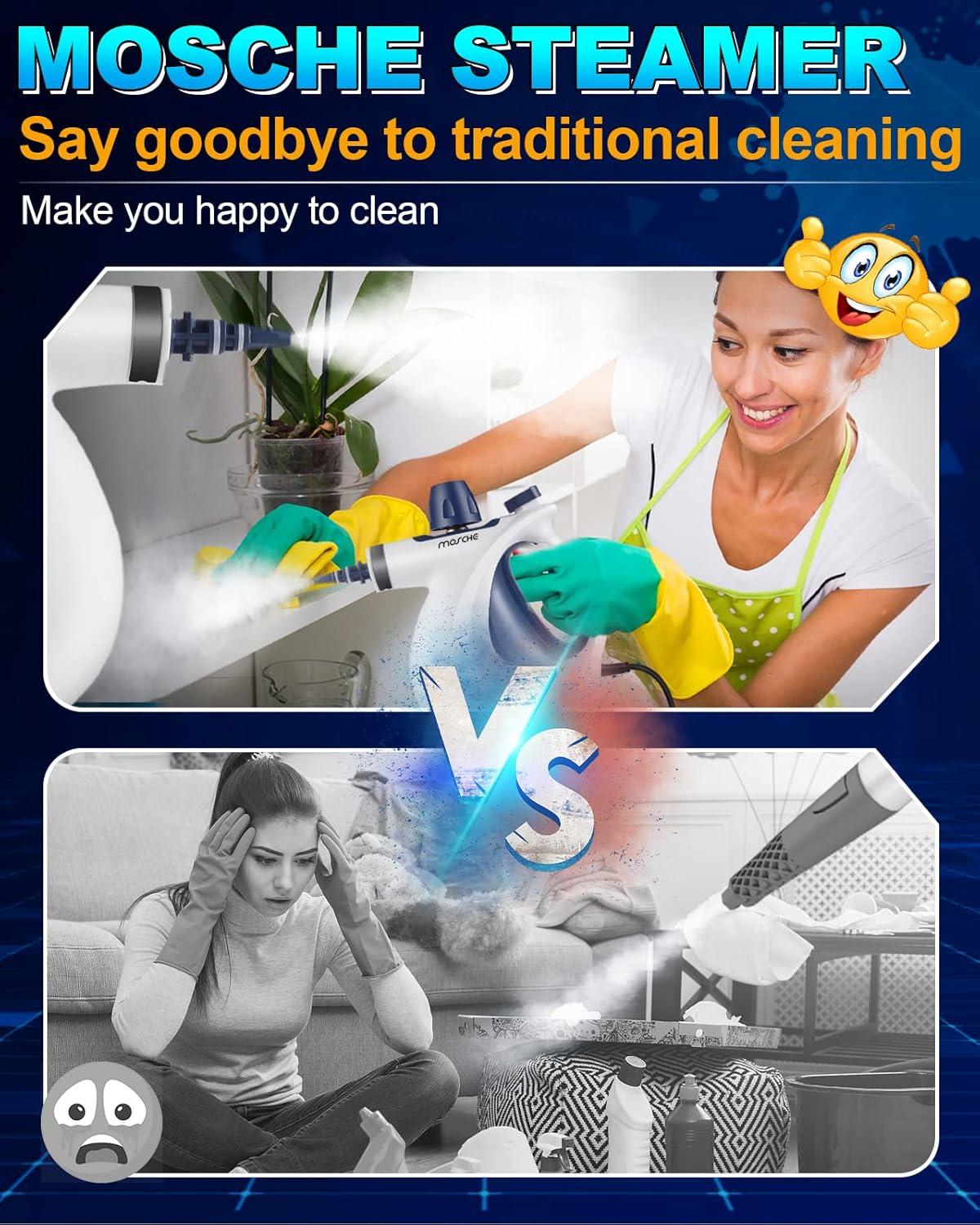 Skiennix Handheld Steam Cleaner - Multi-Surface Pressurized Steamer with 11-Piece Accessory Set | All-Natural Cleaning Solution for Home, Car, and Upholstery
