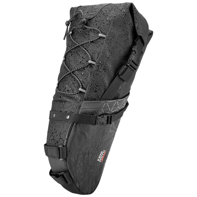 KEMIMOTO Bike Seat Bag, Expandable 11L Saddle Pouch Fully Waterproof Bikepacking, Road Bicycle Rear Pack Under Seat with PVC Reflective Panel, Four Bottom Hardboards