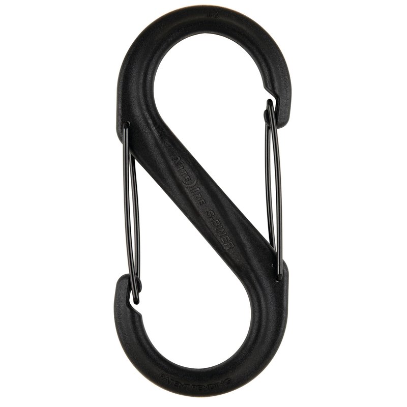 Nite Ize S-Biner Plastic Dual Carabiner - Durable Dual Carabiner with Wire Gate Closure for Organizing Keys & Keychain Attachments - Size 6, Black (4 Pack)