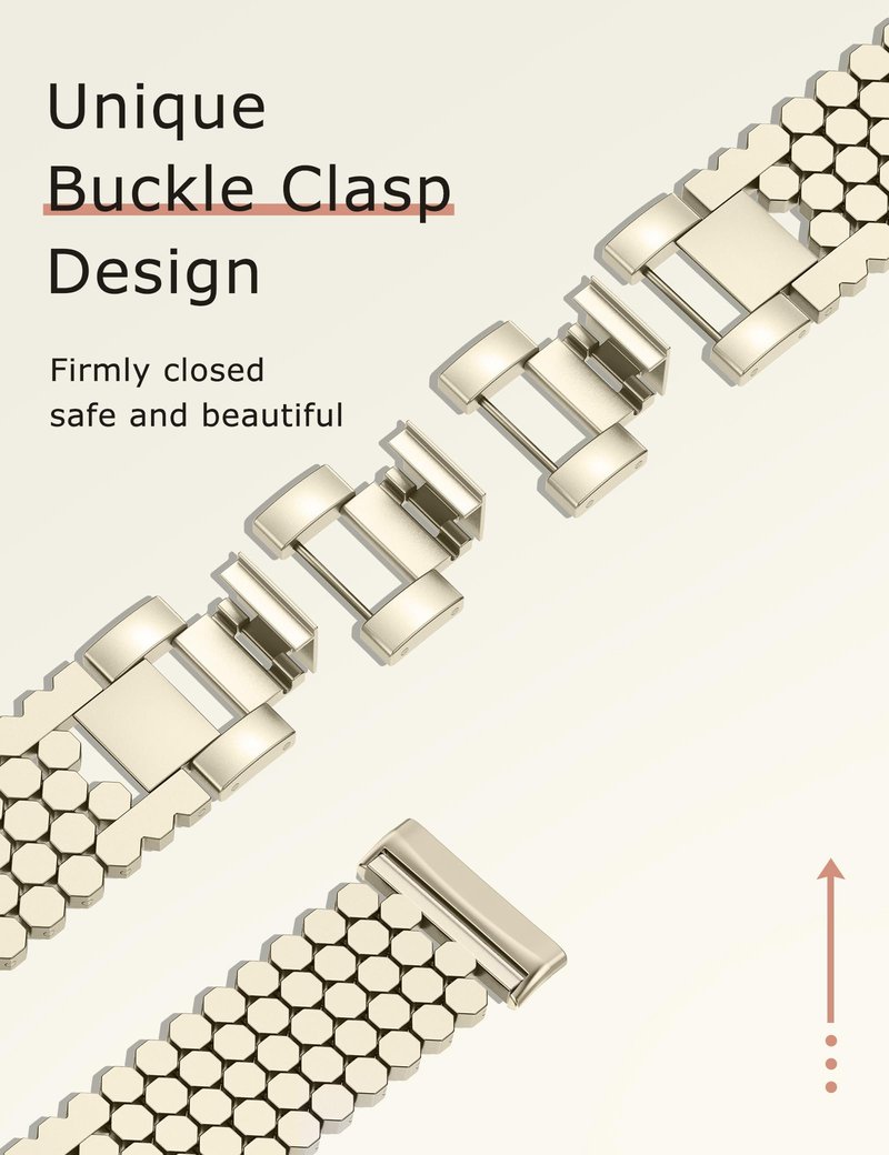 Minyee Metal Bands Compatible with Fitbit Sense 2/Versa 4/Versa 3/Sense Bands Women, Dressy Stainless Steel Chain Honeycomb Designer Fancy Gold Link Bracelet Wristband Replacement Strap for Sense 2