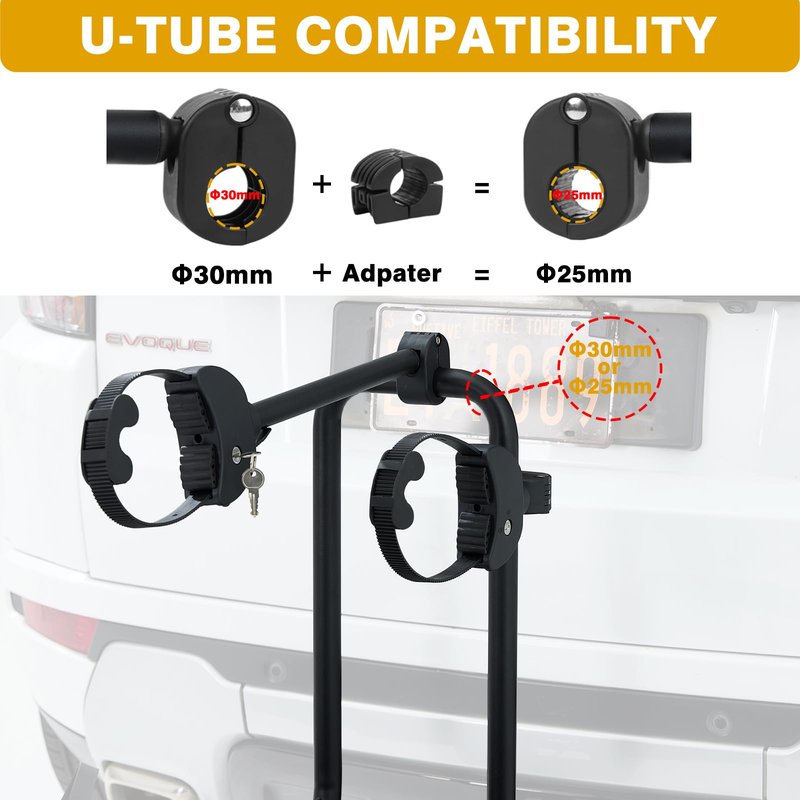 2-Pack Adjustable Lockable Ratchet Straps Frame Holders with Soft Rubber Padding and Keys for E-Bike Carriers and Bike Racks