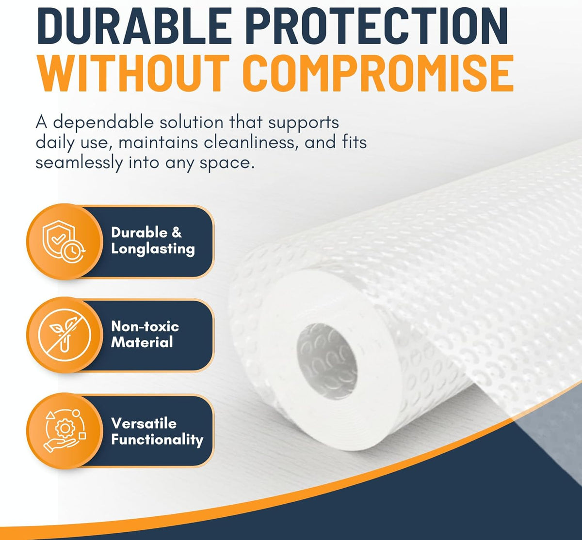 Linda's Essentials Non-Adhesive Shelf Liner - Non-Slip, Easy Clean Kitchen Cabinet Protector | 12 x 120 Inches