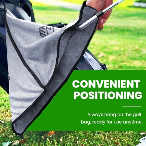 EWILLING Premium Microfiber Golf Towel (14"x14"), Dual Layer Design with Carabiner Clip, Heavy Duty Golf Towel for Cleaning Golf Clubs & Balls, Essential Golf Accessories for Men & Women(Grey)