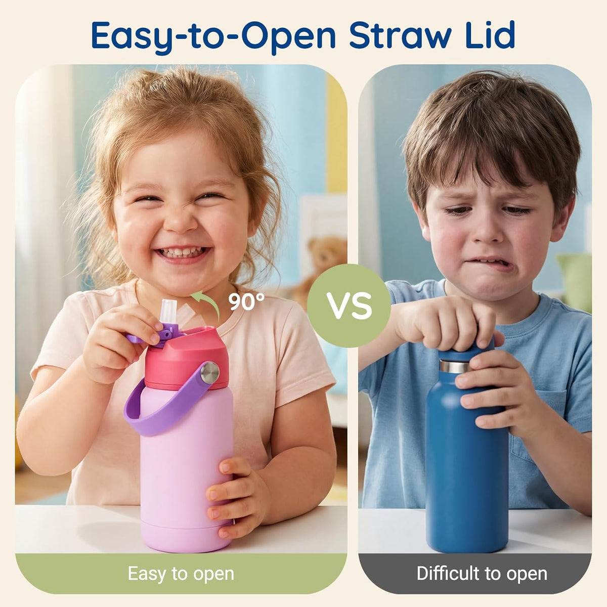 Mommore Kids Water Bottle - 12 oz Insulated Stainless Steel, Leakproof & BPA-Free, Dinosaur Design