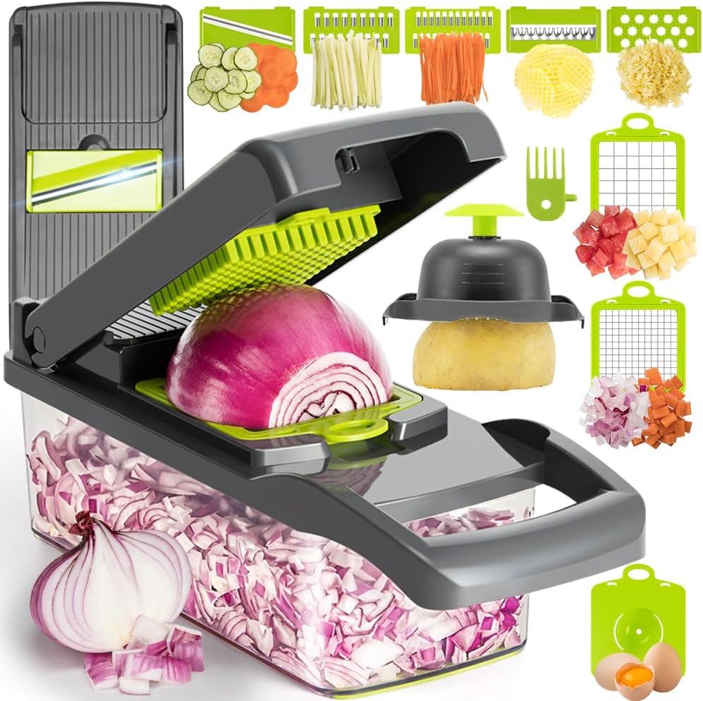 Badelite Multi-Function Vegetable Chopper - 12-in-1 Pro Veggie Slicer & Dicer with Container for Easy Meal Prep