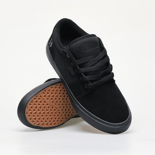 Etnies Barge LS – Classic Skate Look, Slim Vulcanized Silhoutte, Hefty Armored Collar, Reinforced Vulc - Black/Black/Black - 5.5