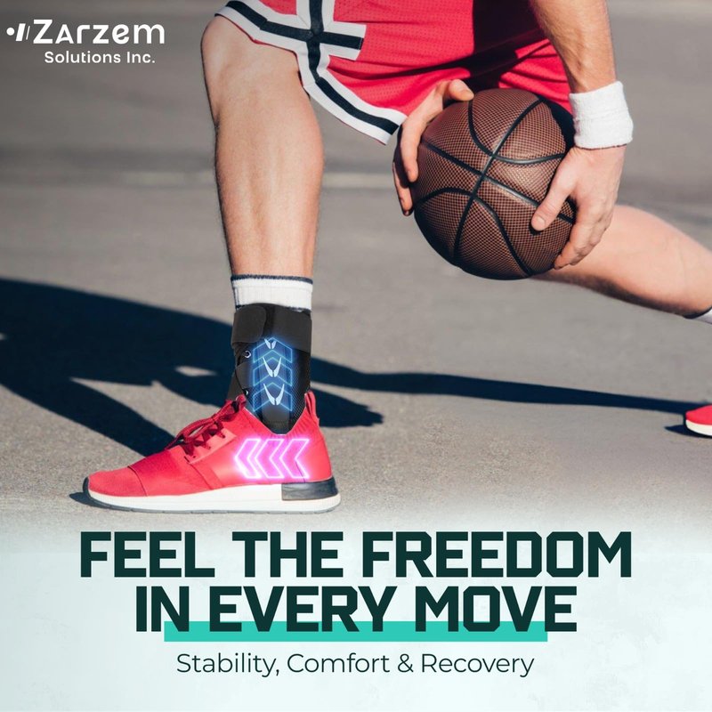 ZARZEM Lace-Up Ankle Brace for Sprained Ankle, Ankle Stabilizer with Side Support Pads, Breathable Ankle Support for Women & Men, Injury Recovery, Running & Sports L(13”-14”)