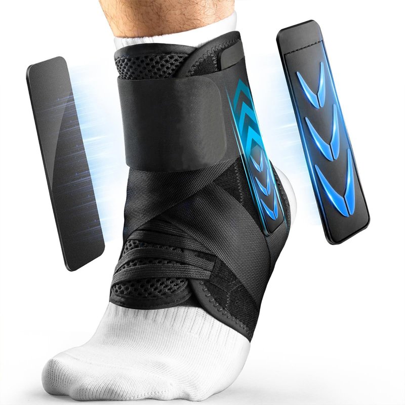 ZARZEM Lace-Up Ankle Brace for Sprained Ankle, Ankle Stabilizer with Side Support Pads, Breathable Ankle Support for Women & Men, Injury Recovery, Running & Sports L(13”-14”)