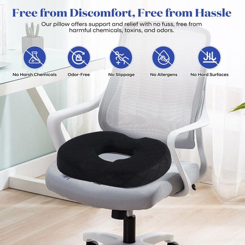 EPSCY Memory Foam Donut Cushion for Coccyx, Hemorrhoid, Sciatica & Tailbone Pain Relief - Pressure Reducing Seat Cushion with Removable Cover - Postpartum Pillow for Office Chair, Car, Wheelchair