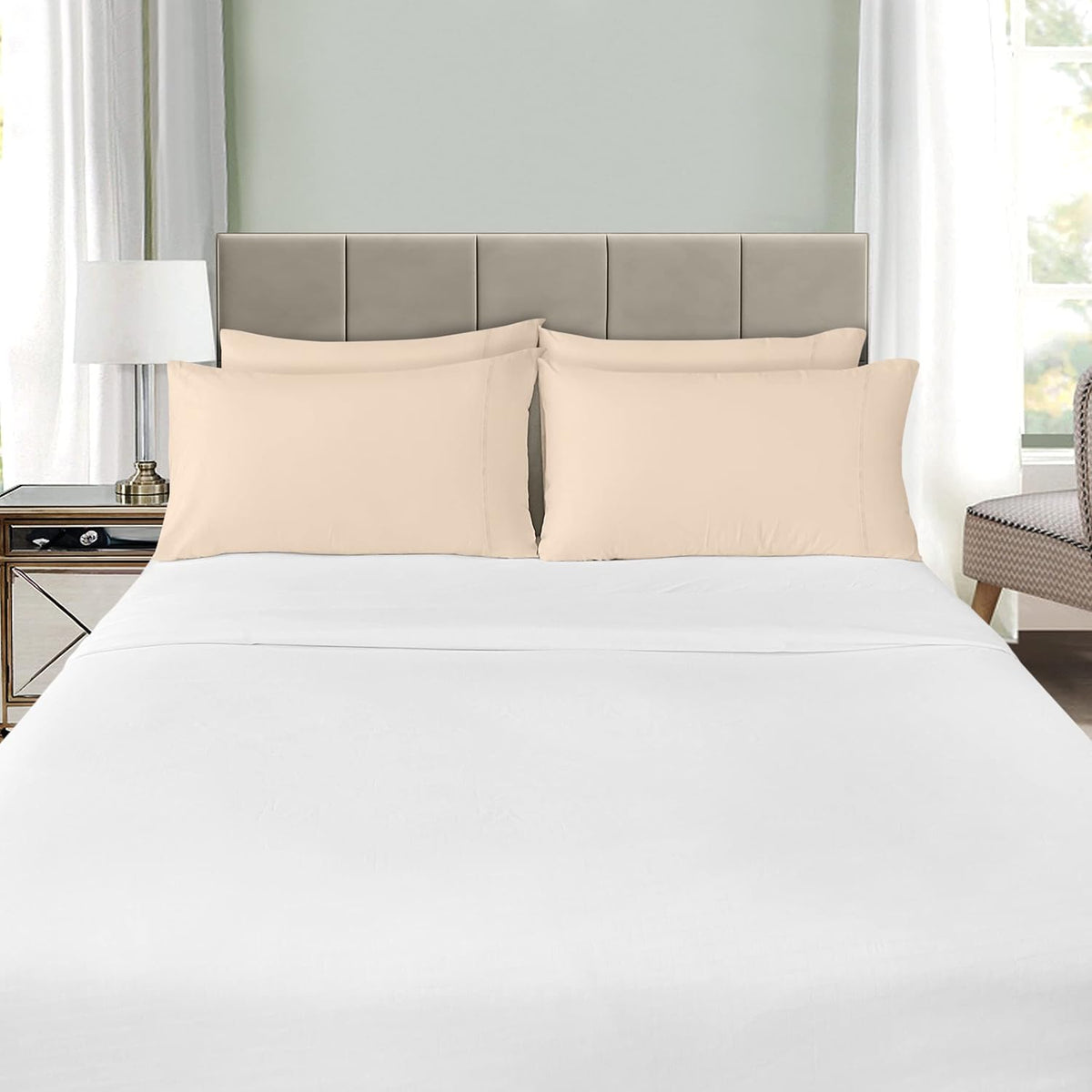 Utopia Bedding Queen Pillow Cases - Soft Brushed Microfiber - 4 Pack, Fade Resistant | 20 X 30 Inches, Beige