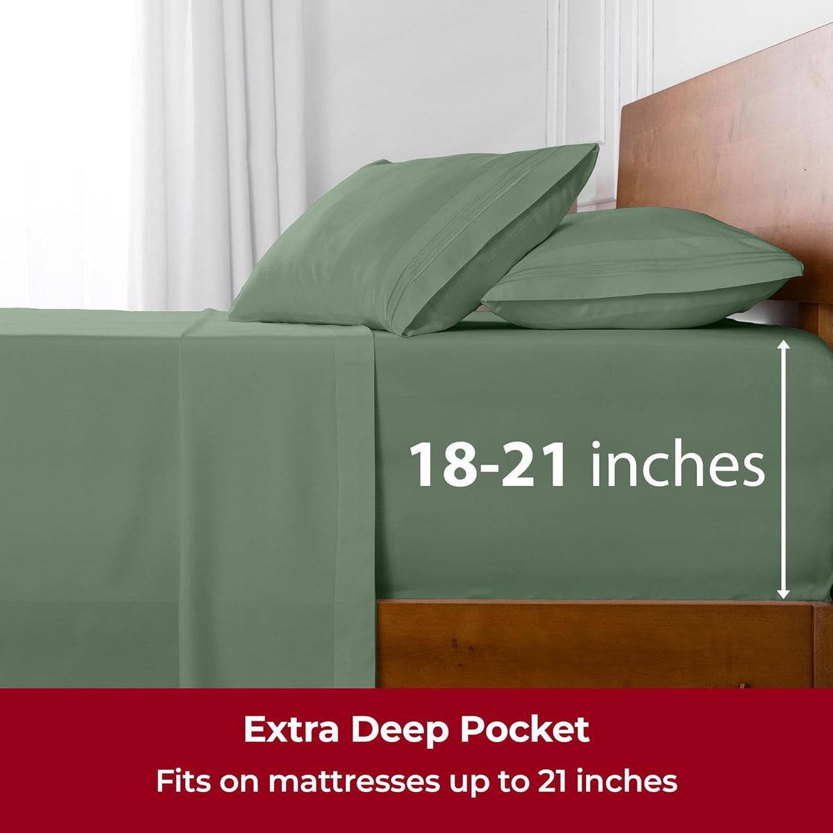 Mellanni Extra Deep Full Sheets - Hotel Luxury, Ultra Soft Cooling Bedding - Wrinkle & Stain Resistant (Full, Sage)
