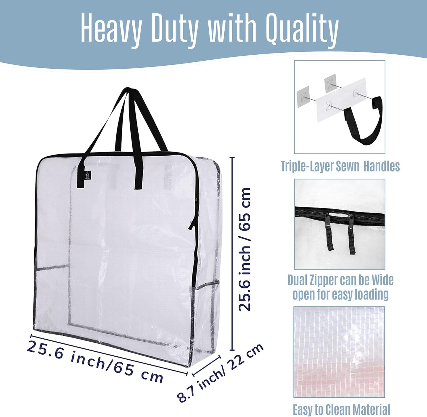 VENO Clear Moving Bags - 5 Pack Heavy Duty Storage Totes for 30" Wreaths, Clothes & Bedding