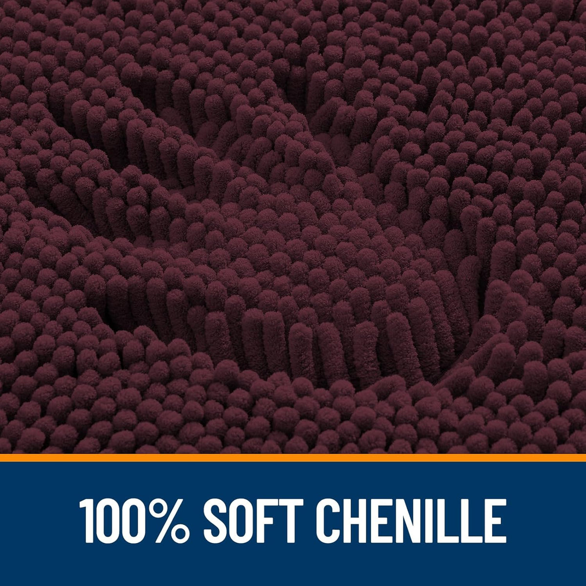 OLANLY Bathroom Rugs - Extra Soft Chenille Bath Mats with Rubber Backing | 36x24, Quick Dry, Black Cherry