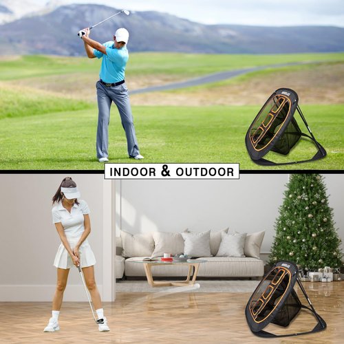 BIRDIEBLAST Professinoal Golf Chipping Net with Golf Hitting Mat,12 Practice Foam Balls and 2 Pixing Pins, for Indoor and Outdoor Target Chipping Training