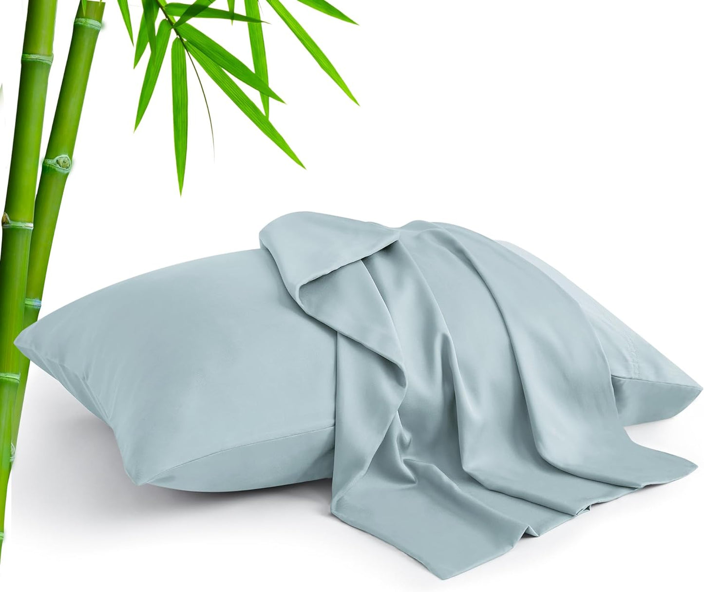 BEDELITE Cooling Pillow Cases - Silky Soft Bamboo Rayon Set of 2 | Standard Size 20"x26" in Haze Blue