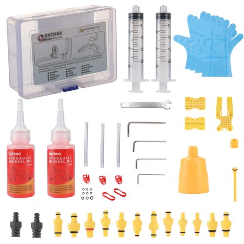 Brake Bleed Kit for Shimano, Tektro, TRP, Magura & Giant, Hydraulic Disc Brake Bleed Kit with 120ml Mineral Oil, Funnel, Syringes and Adapters for MTB Road Bike