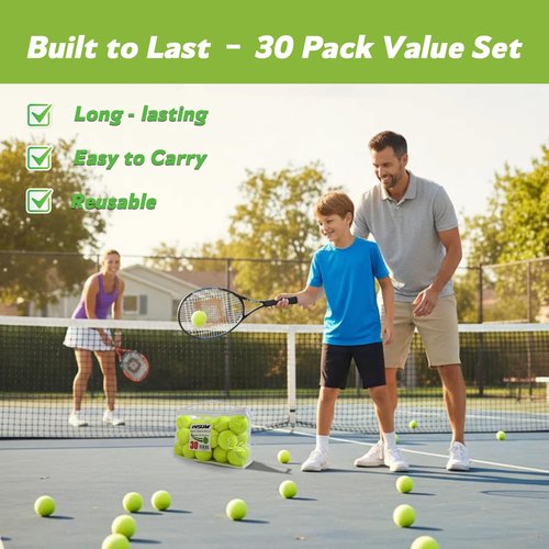 INSUM 30 Pack Bulk Tennis Balls – High Elasticity Practice Tennis Balls with Mesh Bags, Portable for Pet Dog Outdoor Playing, Training, Fetching