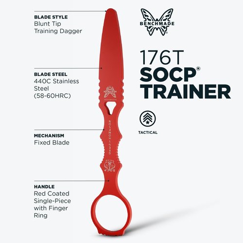 Benchmade - SOCP 176T Tactical Training Dagger Knife with Red 400C Handle (176T)