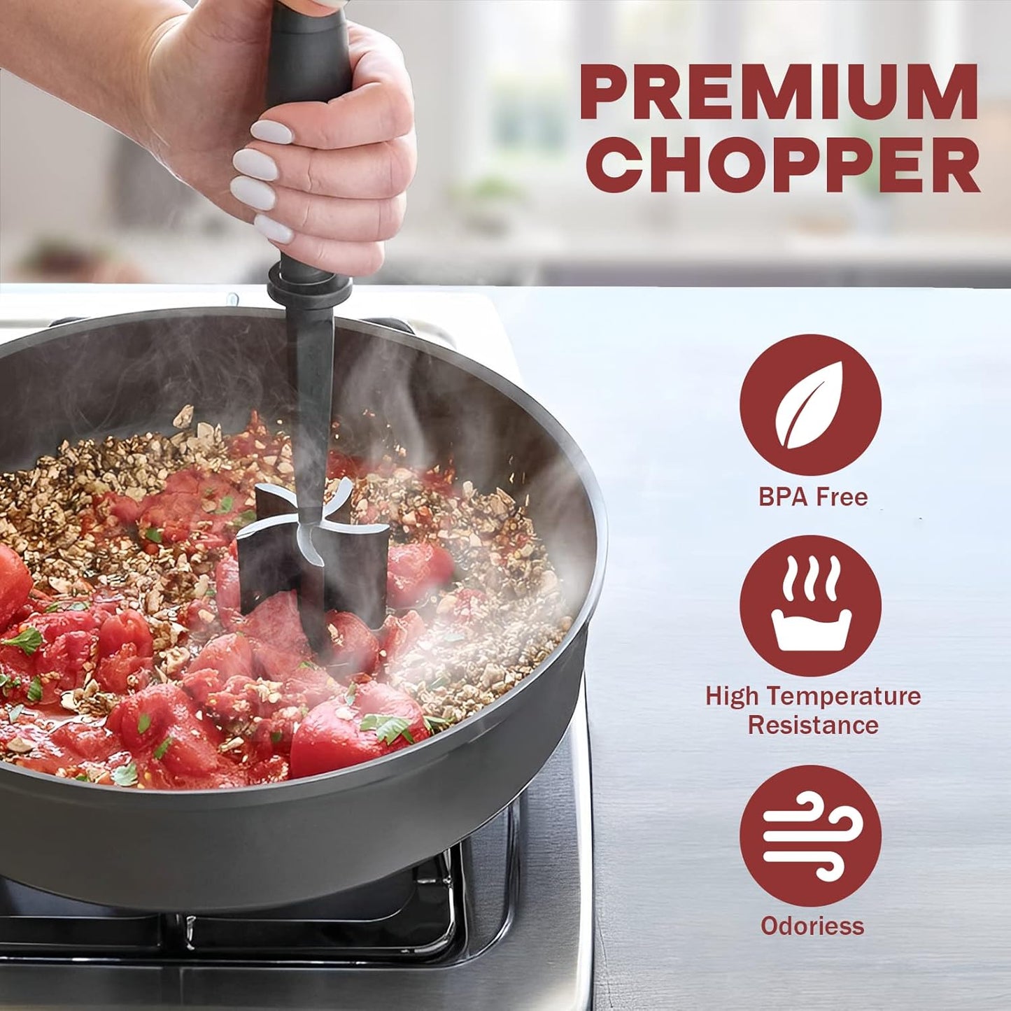 Skiennix Meat Chopper - Premium Heat Resistant Hamburger Smasher for Ground Beef & Turkey | 2 Pcs Set