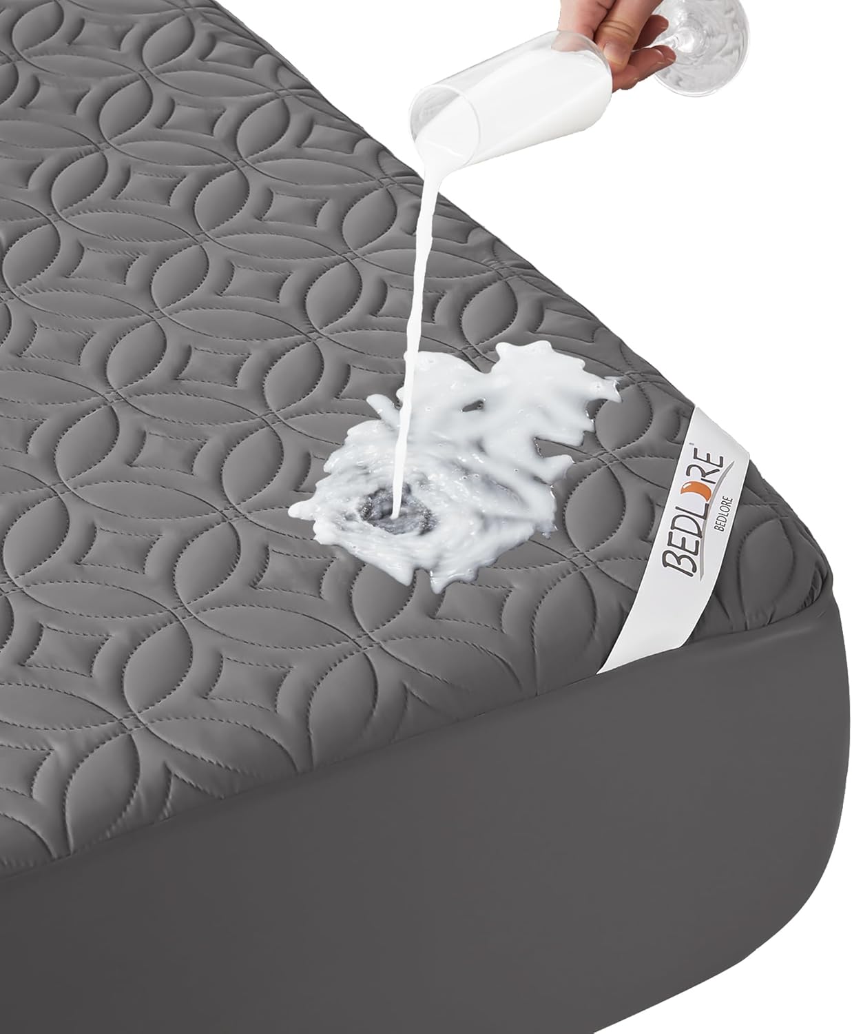 BEDLORE Waterproof Mattress Protector - Noiseless Queen Size Pad with Deep Pocket (6"-18") - Soft & Breathable Gray Cover
