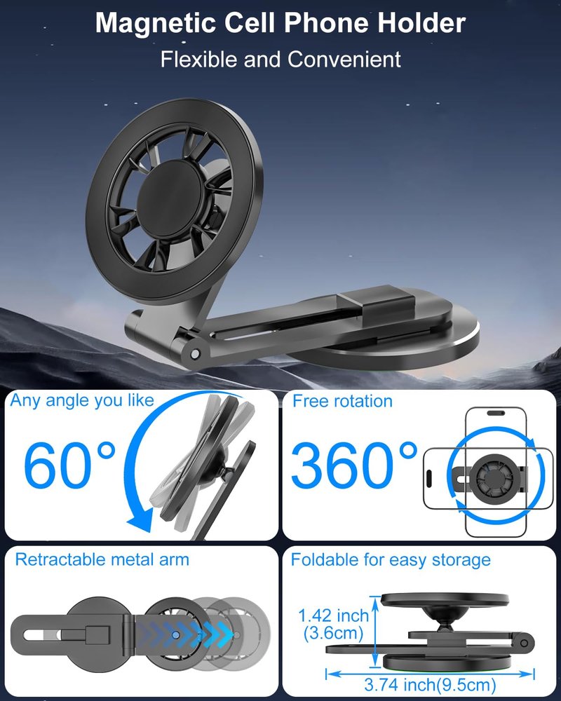 Kolasels Metal Magnetic Phone Mount for Golf Cart, Gym, Laptop, Fridge, EZGO, Club Car, Yamaha, Metal Surface, Magnet Phone Holder, Compatible with iPhone 16/15/14 Pro Max, Galaxy, 4-7" Phones