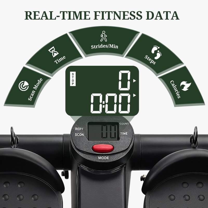Mini Stair Steppers with Resistance Bands for Exercise at Home, Portable Exercise Twist Stepper Machine for Full Body Workout, Hydraulic Fitness Stepper with LCD Monitor, Black