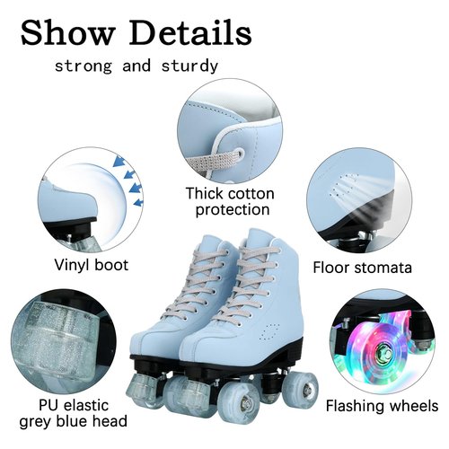 Comeon Roller Skates for Women PU Leather Roller Skates High-Top Leather for Beginners Teens for Woman,Girls and Boys,Adult (35=US 6)
