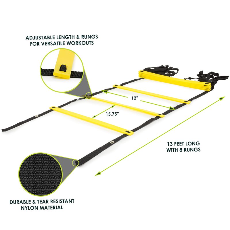 ProsourceFit Speed Agility Ladder for Speed Training and Sports Agility Workouts with Free Carrying Bag, 8 Rung