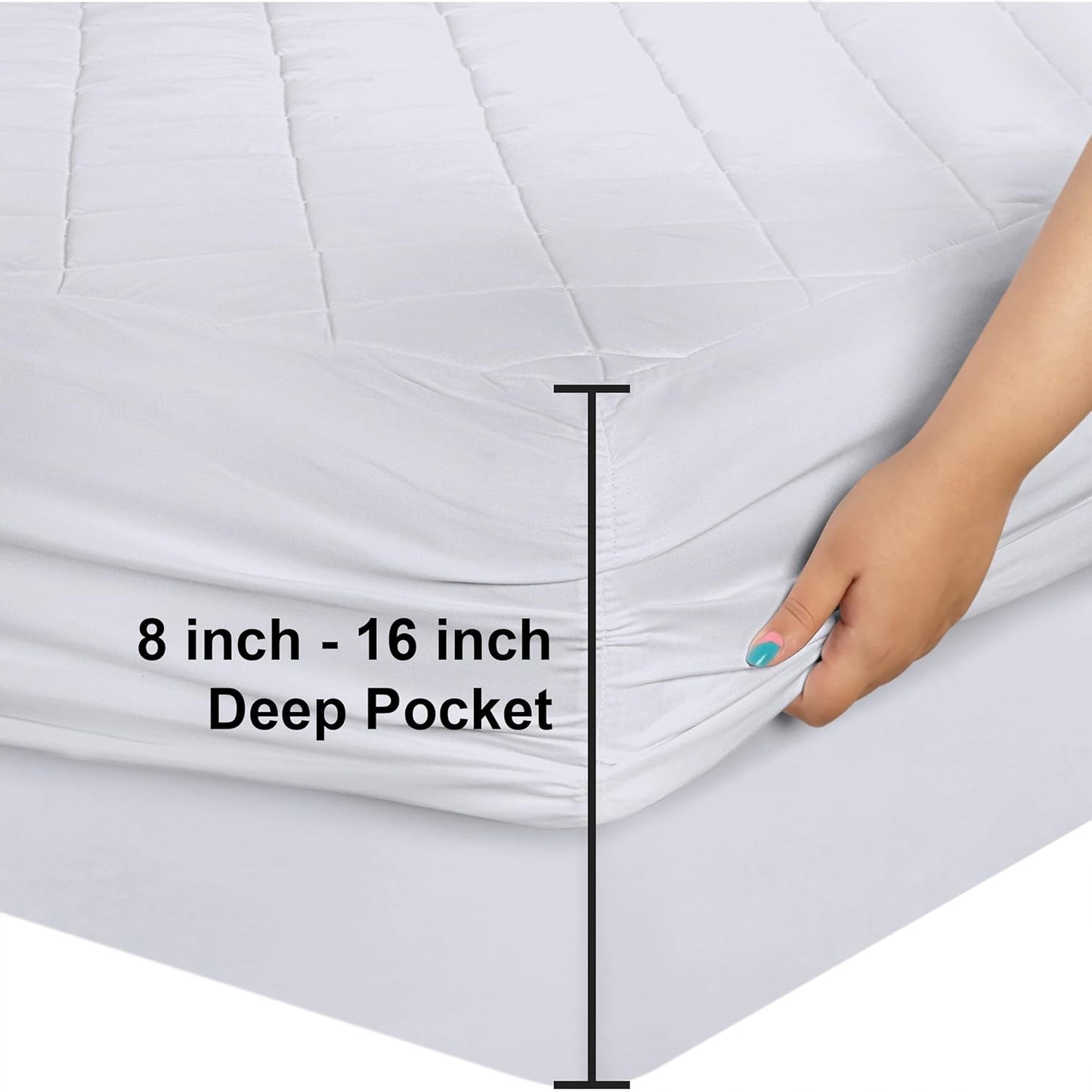 Utopia Bedding Quilted Fitted Mattress Pad - Full Size Deep Pocket Protector | Machine Washable (White)