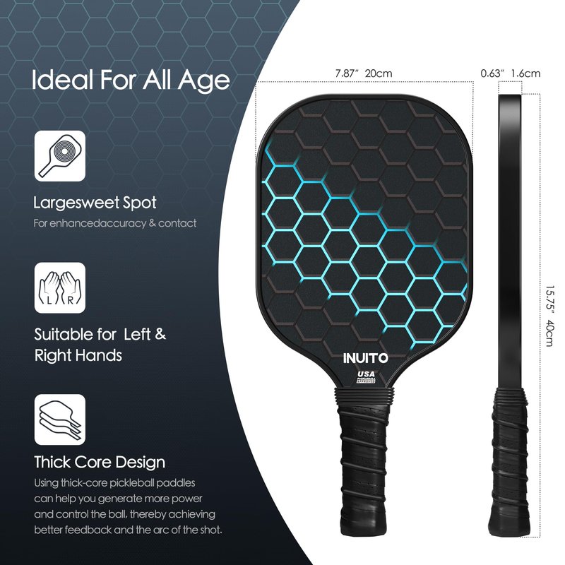 Pickleball Paddles 2026 Pickleball Paddles Set of 2 16mm Thick Paddle with Pickleball Bag Large Sweet Spot Pickle Ball Paddle Set for Men Women Pickleball Racket Set of 2