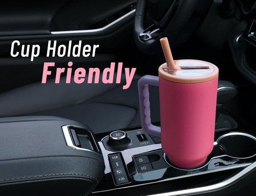 DLOCCOLD 40 oz Insulated Tumbler - Leak Resistant, Handle & Flip Straw | Car Cup Holder Friendly