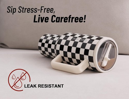 DLOCCOLD 40 oz Insulated Tumbler - Leak Resistant, Handle & Flip Straw | Car Cup Holder Friendly
